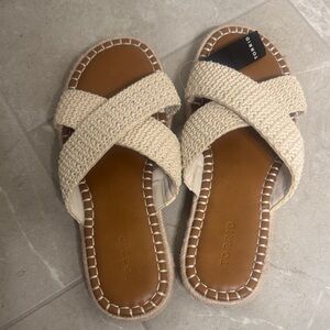 Torrid Cream Woven Crisscross Slide Sandals